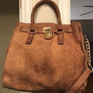 Micheal Kors Hamilton Leather Ostrich Bag